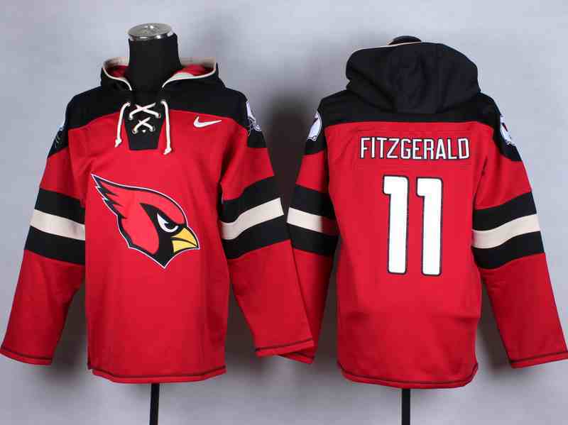 Nike Cardinals 11 Fitzgerald Red Hooded Jerseys