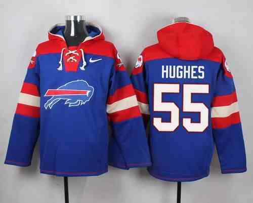 Nike Bills 55 Jerry Hughes Blue Hooded Jersey
