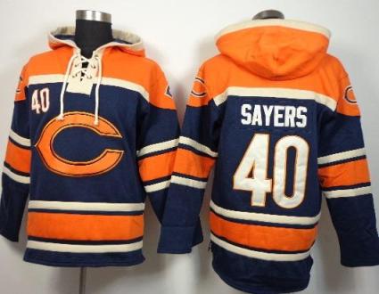 Nike Chicago Bears #40 Gale Sayers Blue Sawyer Hooded Sweatshirt NFL Hoodie