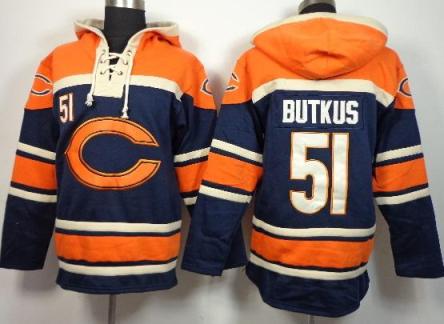 Nike Chicago Bears #51 Dick Butkus Blue Sawyer Hooded Sweatshirt NFL Hoodie