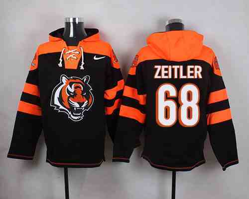 Nike Bengals 68 Kevin Zeitler Black Hooded Jersey