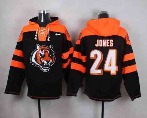 Nike Bengals 24 Adam Jones Black Hooded Jersey