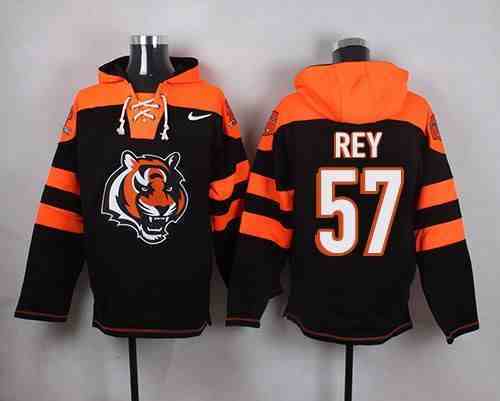 Nike Bengals 57 Vincent Rey Black Hooded Jersey