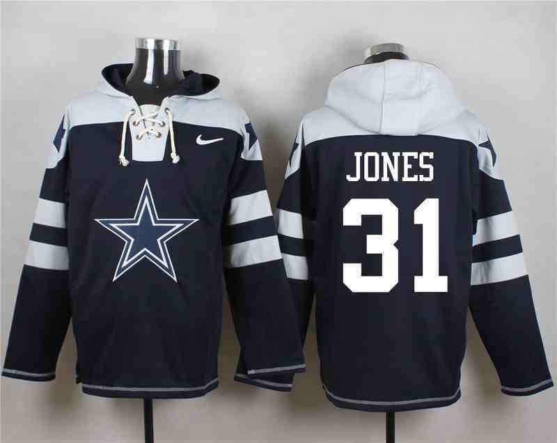 Nike Cowboys 31 Byron Jones Navy Hooded Jersey