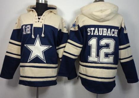 Nike Dallas Cowboys #12 R Staubach Blue Sawyer Hooded Sweatshirt NFL Hoodie