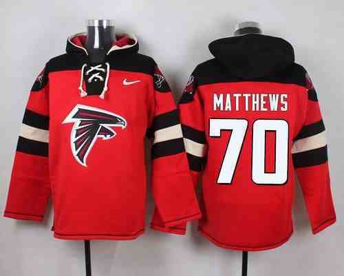 Nike Falcons 70 Jake Matthews Red Hooded Jersey