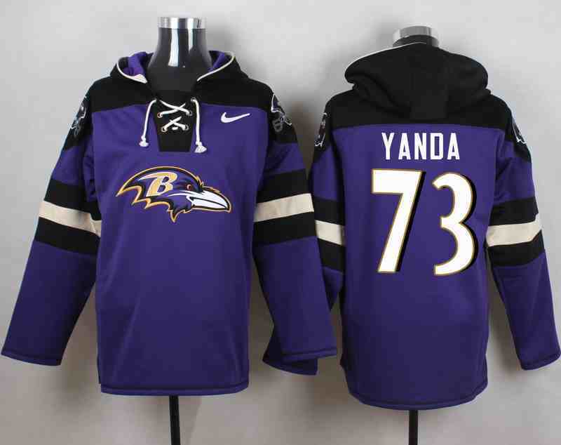 Nike Ravens 73 Marshal Yanda Purple Hooded Jersey