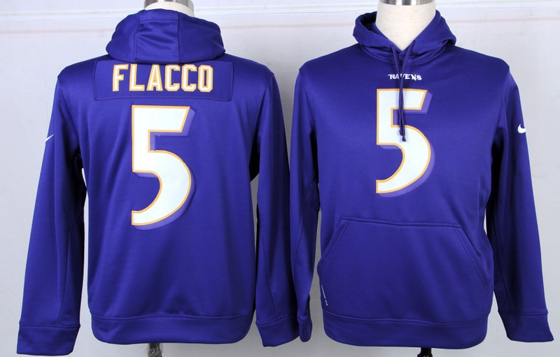 Nike Baltimore Ravens #5 Joe Flacco Purple Hoodie