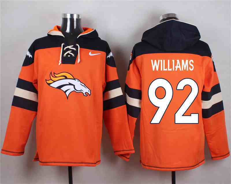 Nike Broncos 92 Sylvester Williams Orange Hooded Jersey