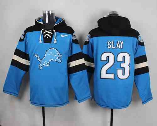 Nike Lions 23 Darius Slay Light Blue Hooded Jersey