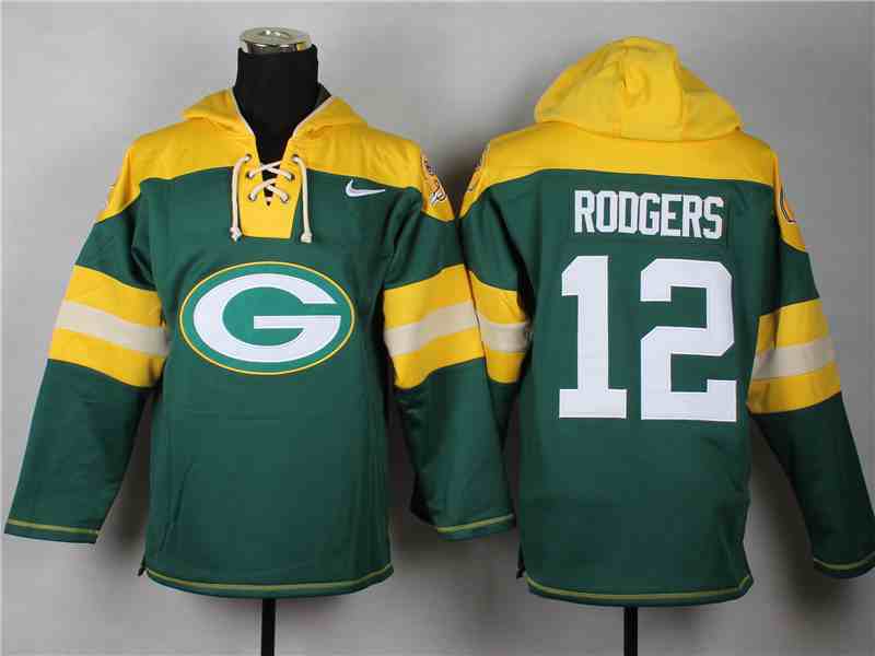 Nike Packers 12 Aaron Rodgers Green Hooded Jersey