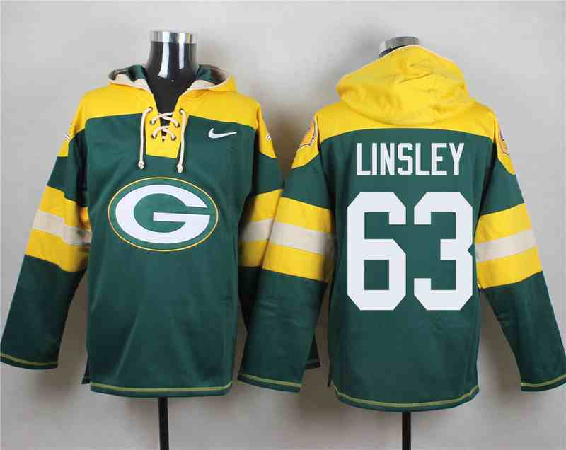 Nike Packers 63 Corey Linsley Green Hooded Jersey