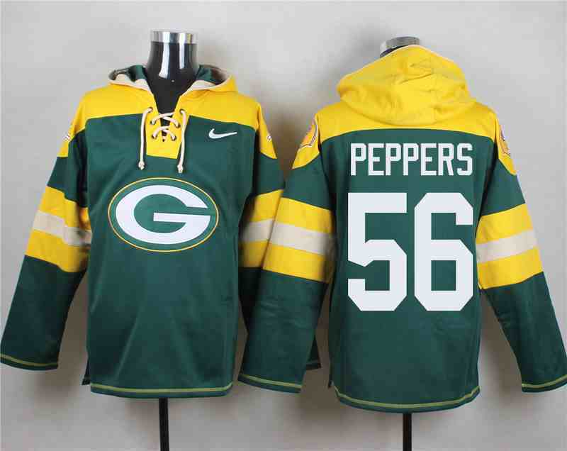 Nike Packers 56 Julius Peppers Green Hooded Jersey