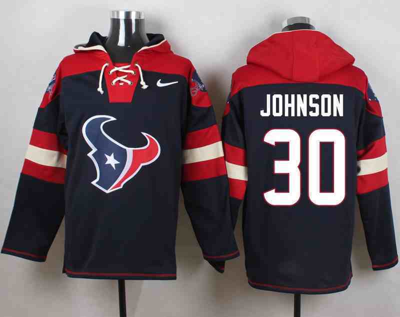 Nike Texans 30 Kevin Johnson Navy Hooded Jersey