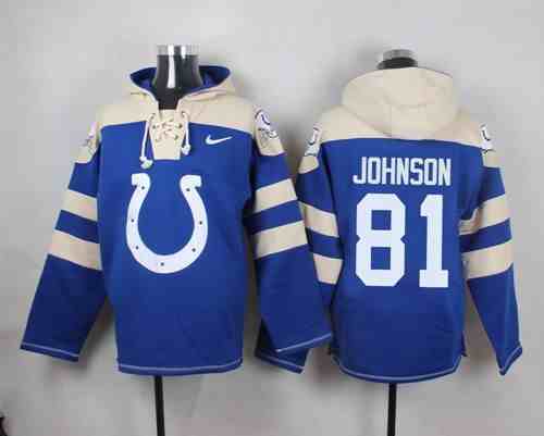Nike Colts 81 Andre Johnson Blue Hooded Jersey
