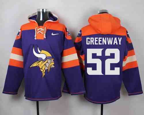Nike Vikings 52 Chad Greenway Purple Hooded Jersey