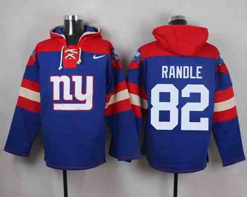Nike Giants 82 Rueben Randle Blue Hooded Jersey