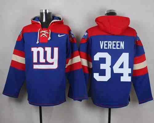 Nike Giants 34 Shane Vereen Blue Hooded Jersey