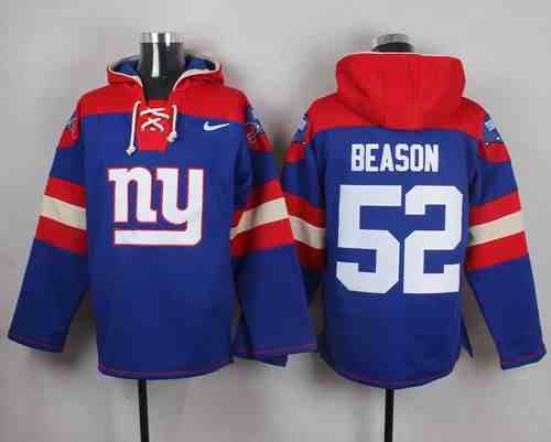 Nike Giants 52 Jon Beason Blue Hooded Jersey