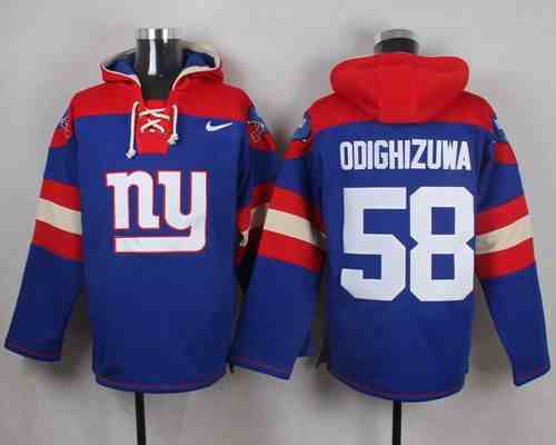 Nike Giants 58 Owa Odighizuwa Blue Hooded Jersey