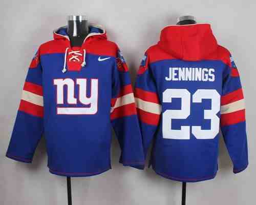 Nike Giants 23 Rashad Jennings Blue Hooded Jersey