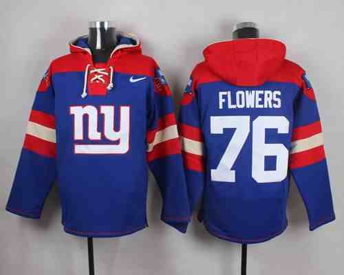 Nike Giants 76 Ereck Flowers Blue Hooded Jersey