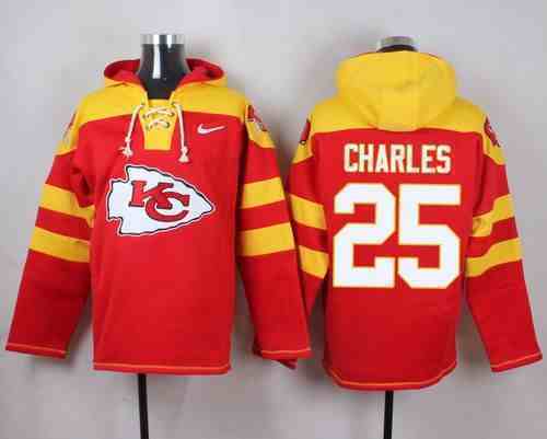 Nike Chiefs 25 Jamaal Charles Red Hooded Jersey