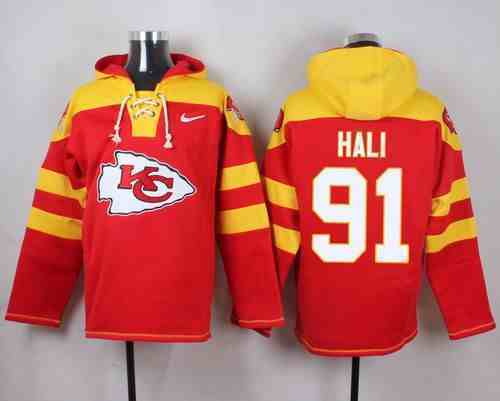 Nike Chiefs 91 Tamba Hali Red Hooded Jersey