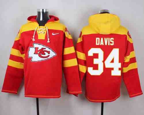 Nike Chiefs 34 Knile Davis Red Hooded Jersey