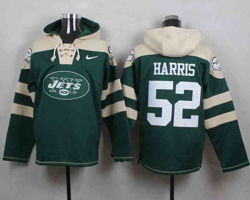 Nike Jets 52 David Harris Green Hooded Jersey
