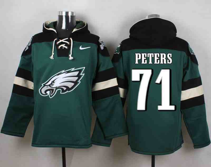 Nike Eagles 71 Jason Peters Green Hooded Jersey