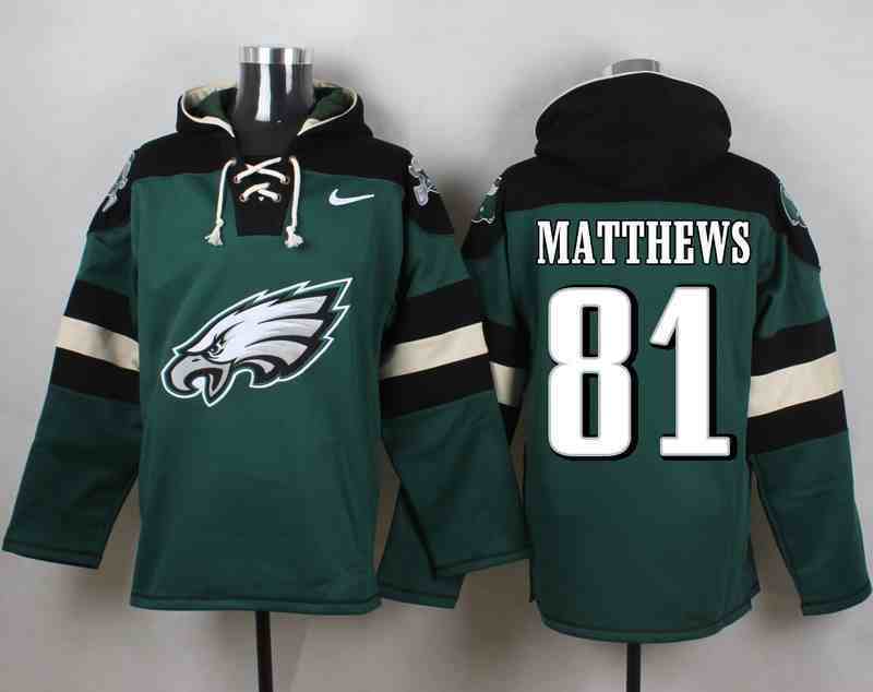Nike Eagles 81 Jordan Matthews Green Hooded Jersey