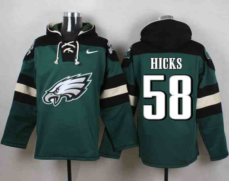 Nike Eagles 58 Jordan Hicks Green Hooded Jersey