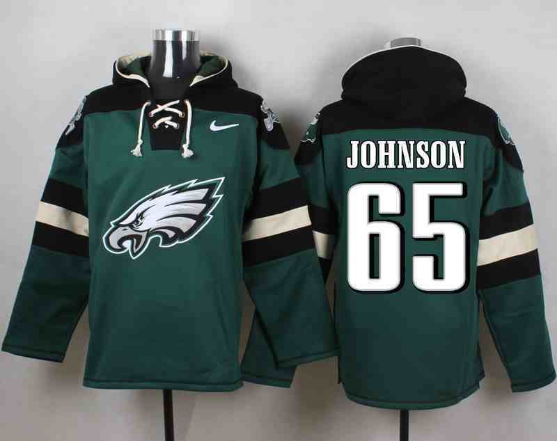 Nike Eagles 65 Lane Johnson Green Hooded Jersey