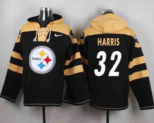 Nike Steelers 32 Franco Harris Black Hooded Jersey
