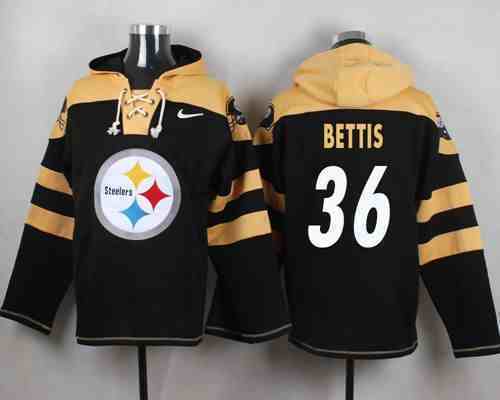 Nike Steelers 36 Jerome Bettis Black Hooded Jersey
