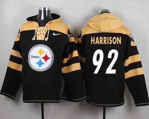 Nike Steelers 92 James Harrison Black Hooded Jersey