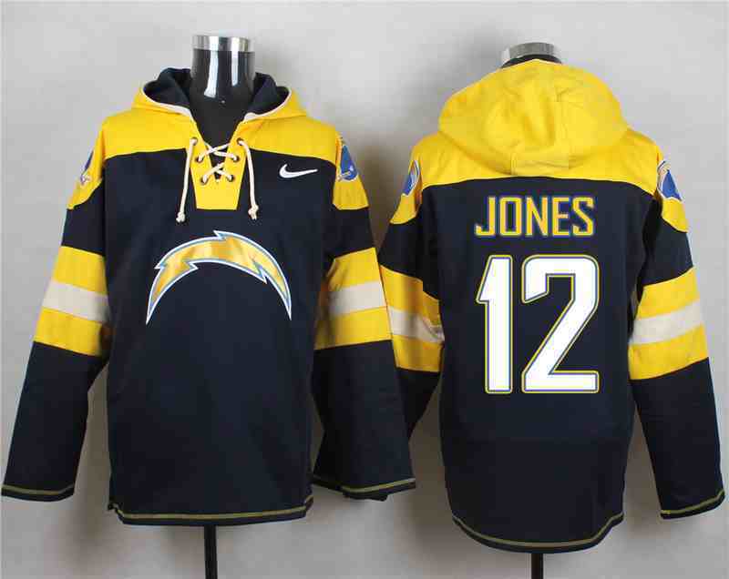 Nike Chargers 12 JONES Navy Hooded Jersey
