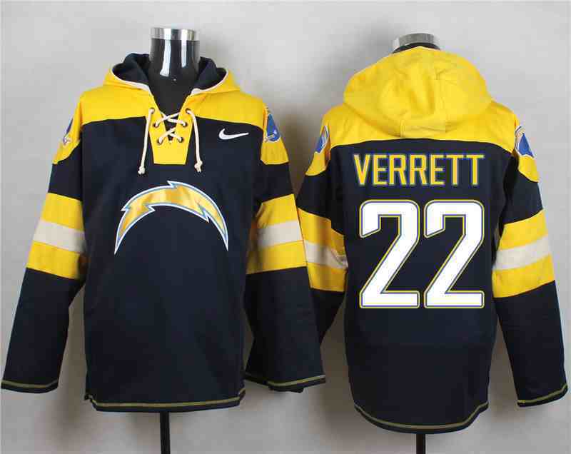 Nike Chargers 22 Jason Verrett Navy Hooded Jersey
