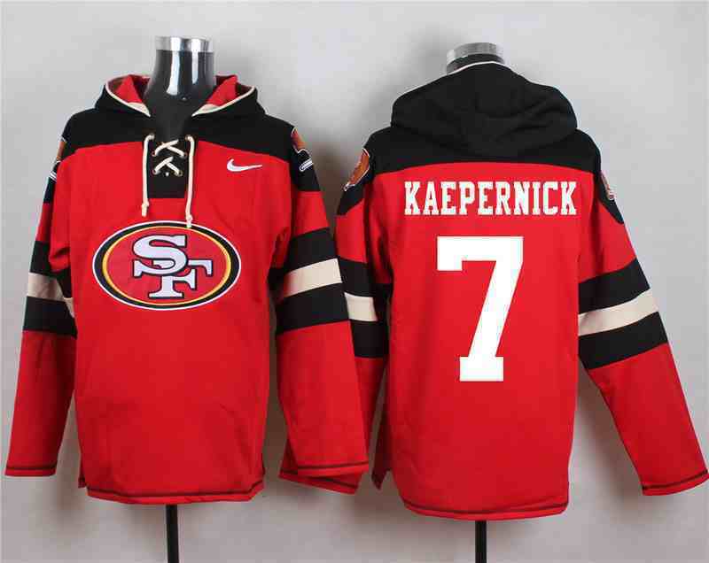 Nike 49ers 7 Colin Kaepernick Red Hooded Jersey