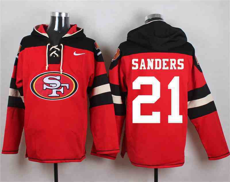 Nike 49ers 21 SANDERS Red Hooded Jersey