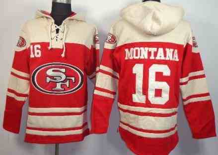 San Francisco 49ers 16 Joe Montana Red NFL Hoodie