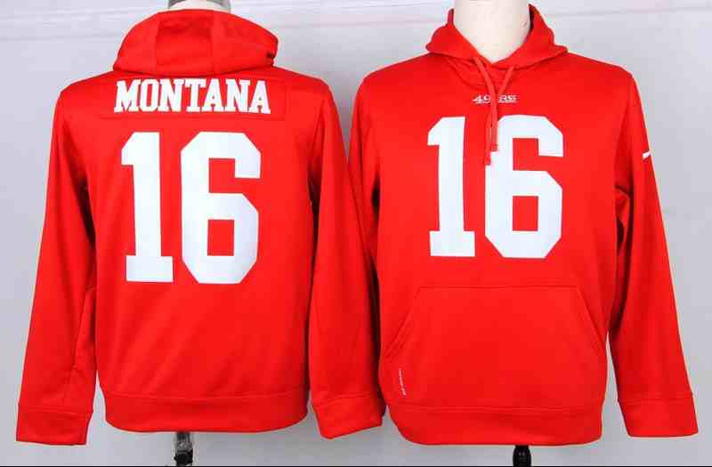 Nike San Francisco 49ers #16 Joe Montana Red Hoodie