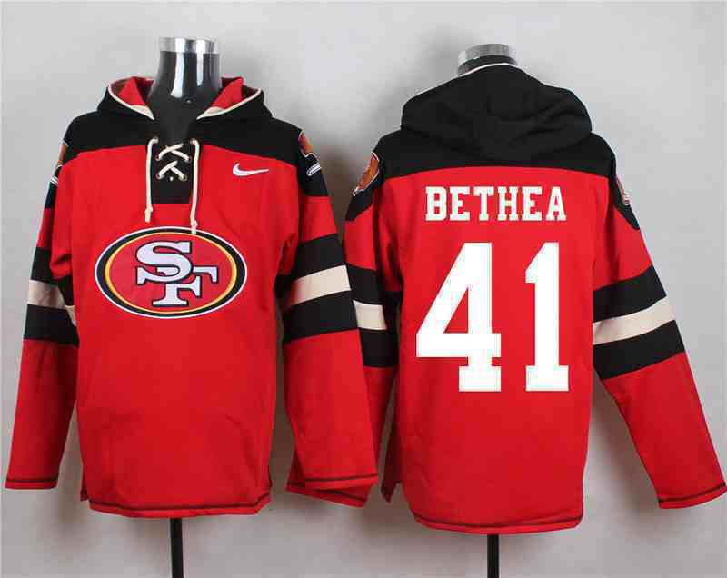 Nike 49ers 41 Antoine Bethea Red Hooded Jersey
