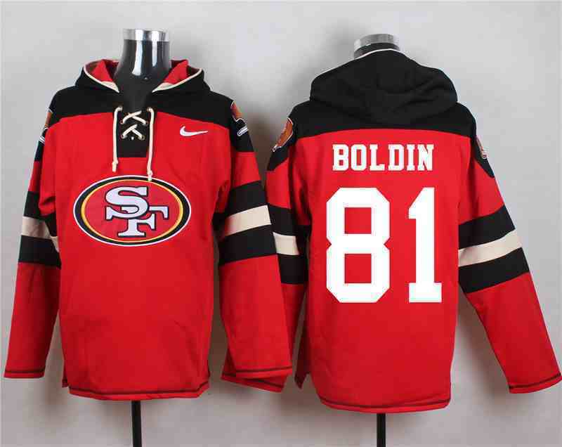 Nike 49ers 81 Anquan Boldin Red Hooded Jersey