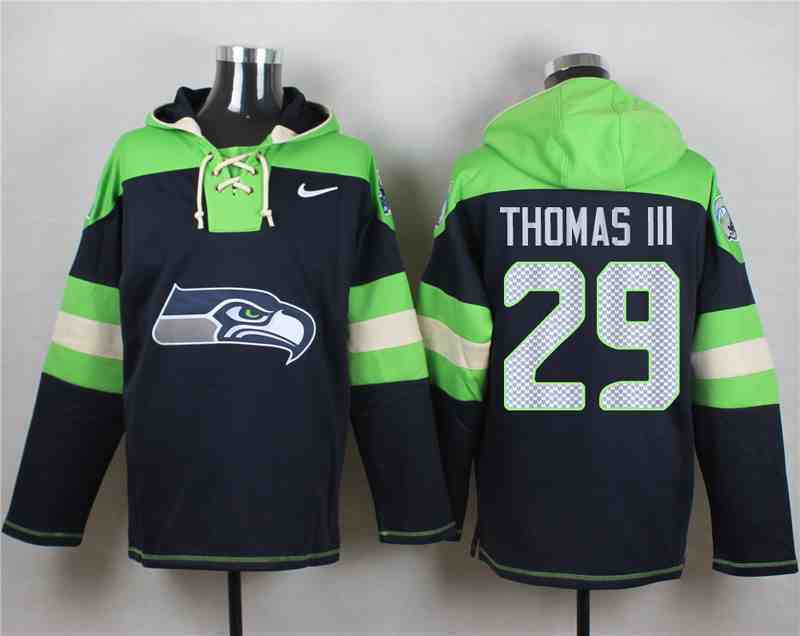 Nike Seahawks 29 Earl Thomas III Navy Hooded Jersey