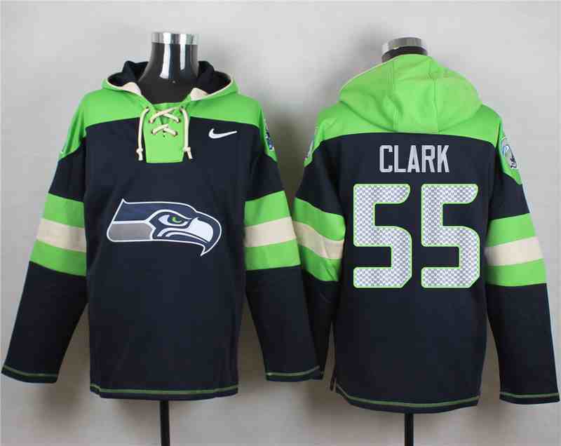 Nike Seahawks 55 Frank Clark Navy Hooded Jersey