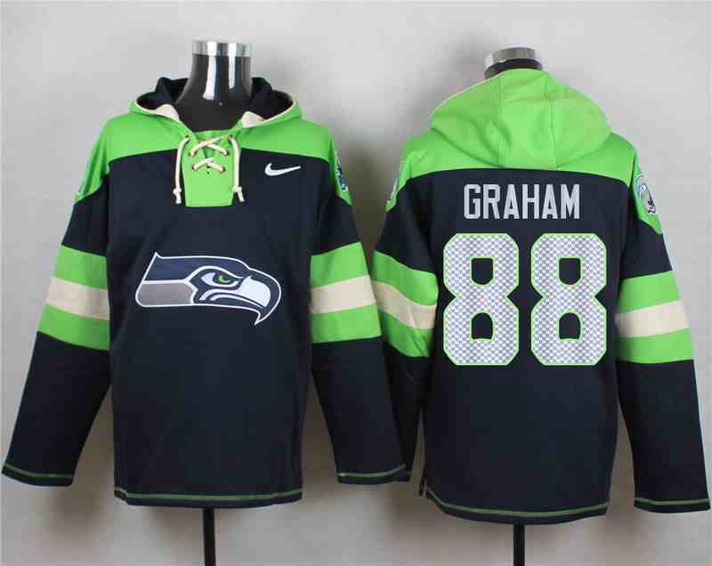 Nike Seahawks 88 Jimmy Graham Navy Hooded Jersey