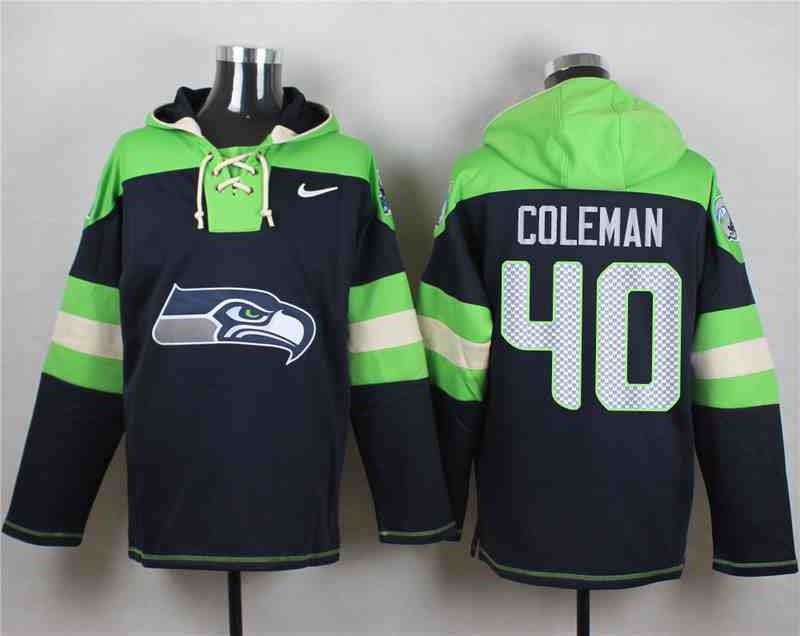 Nike Seahawks 50 WRIGHT Navy Hooded Jersey