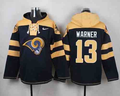 Nike Rams 13 Kurt Warner Navy Blue Hooded Jersey